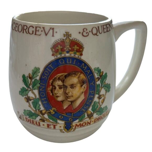 Vintage 1937 CORONATION Mug King George VI Queen Elizabeth Johnson Bros England - Picture 1 of 8